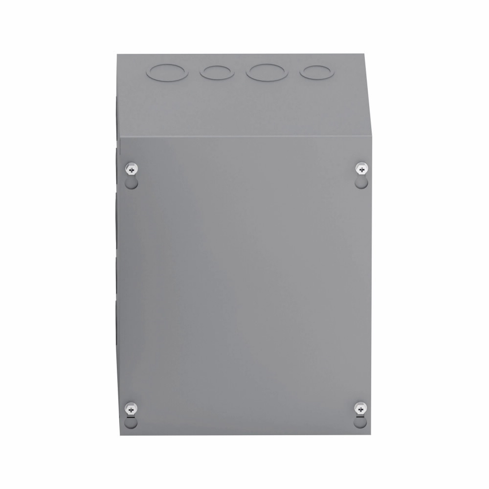 Eaton B-Line series Type 1 junction boxes, 16" height, 4" length, 16" width, NEMA 1, Screw cover, SC enclosure, Surface mounted, Small single door, 7 side knockouts,7 top-bottom knockouts, Thru holes, Carbon steel