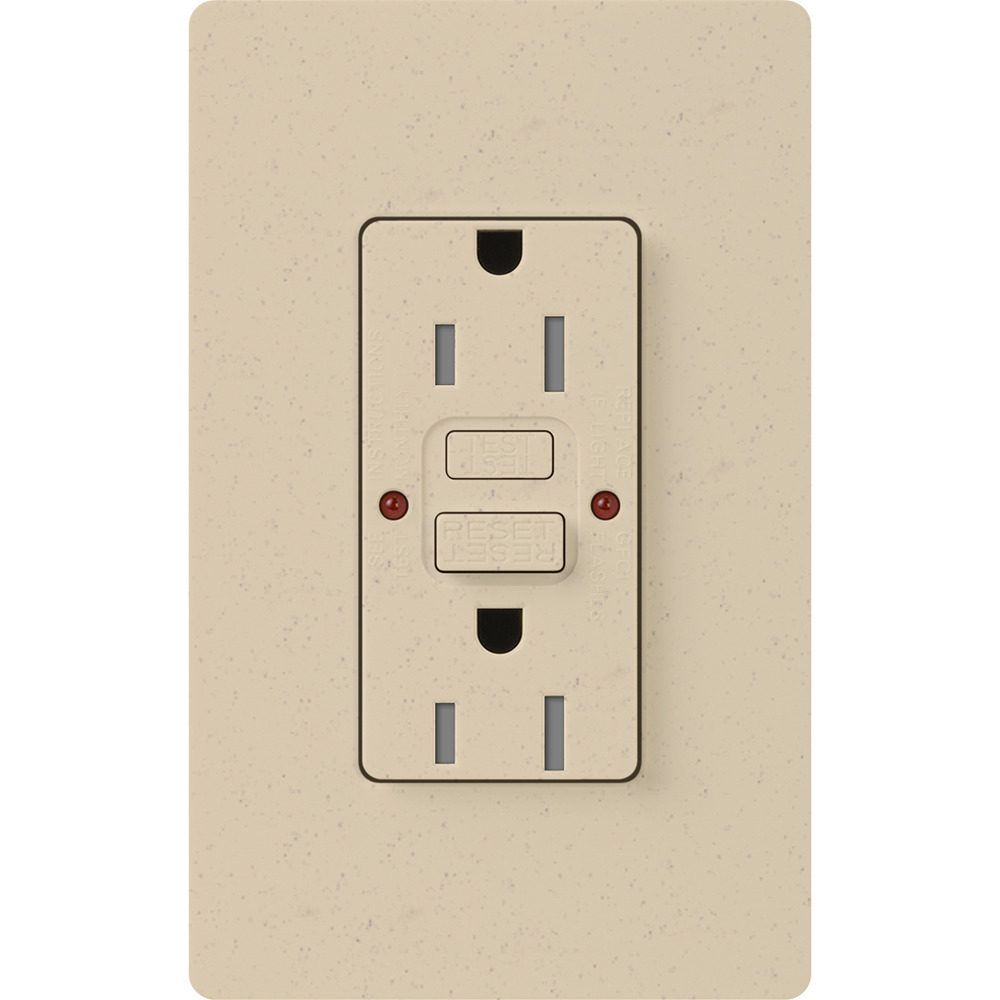 Tamper resistant, Self-testing GFCI  receptacle, 15A in stone