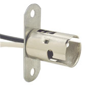 Bayonet Base, One-Piece, Keyless, Incandescent, Steel Lampholder, Bracket Mount, Single Circuit, Silver