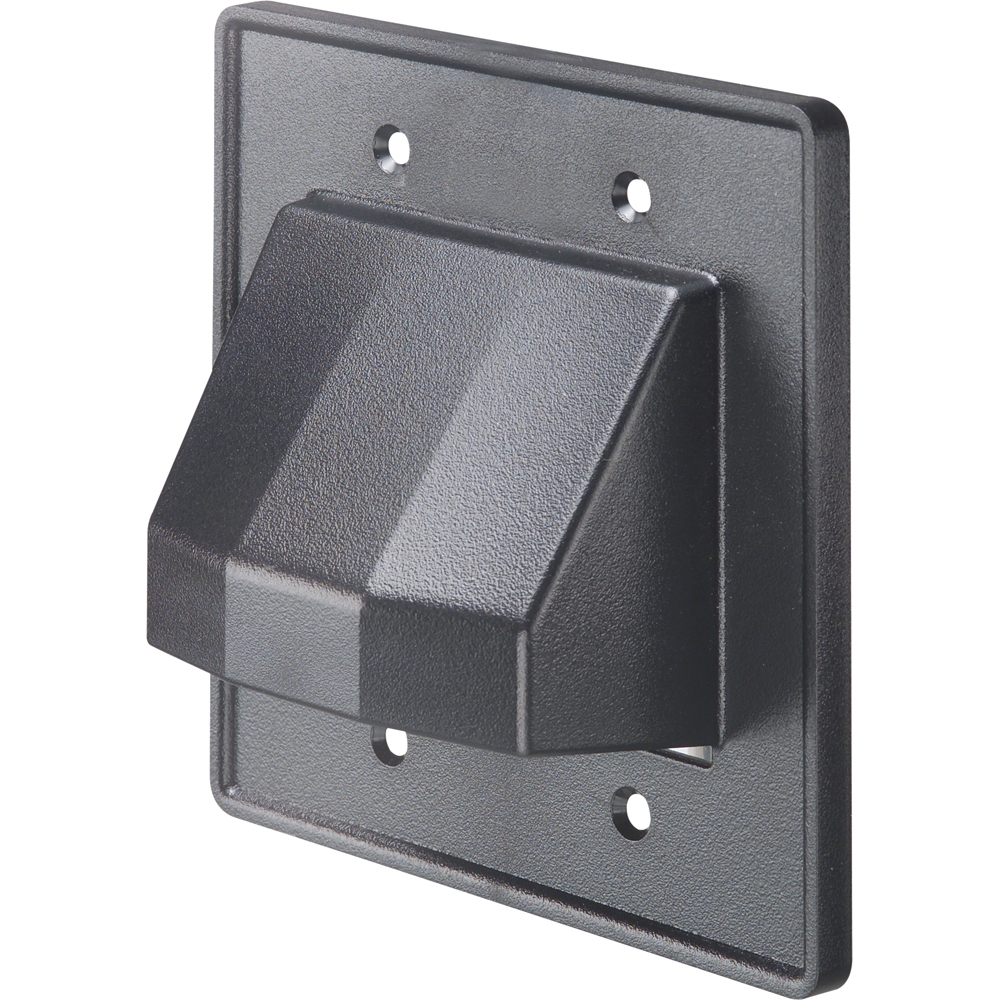 Reversible non metallic cable entrance plate for existing cables. Two gang. Includes screws that match plate color. Color Black.