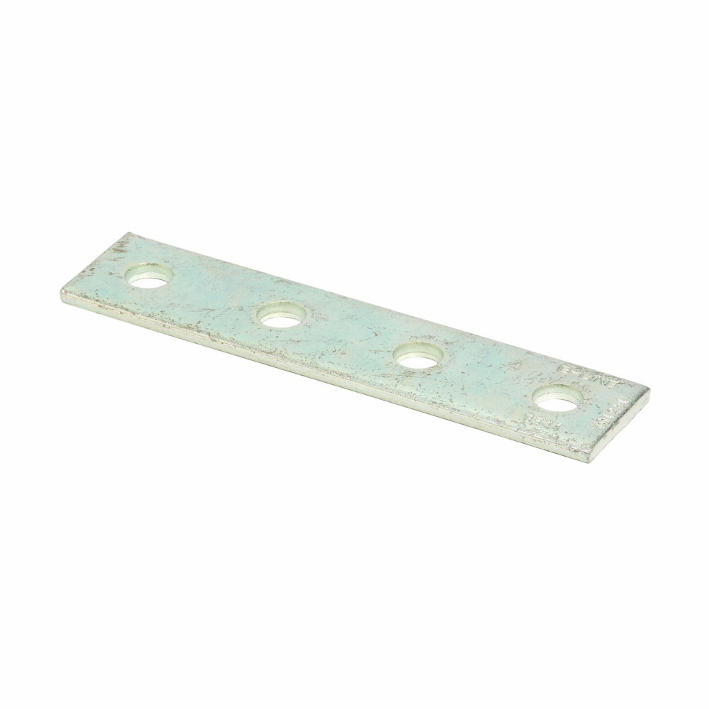 Eaton B-Line series splice plate, 1.62" H x 7.25" L x 1.62" W, Steel material, Hot-dipped galvanized, Four hole splice plate