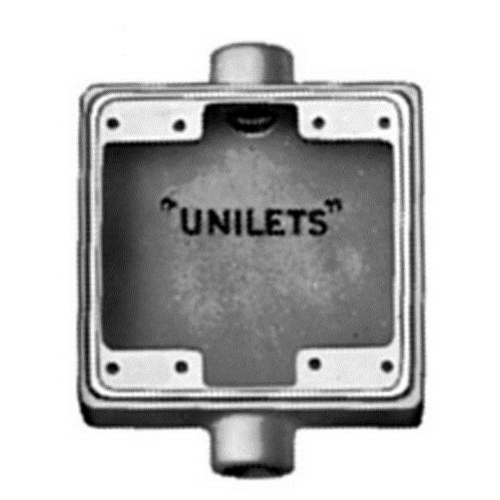 2-Gang FS Cast Device Box, 1/2 inch, Gray Iron, 2-Hub