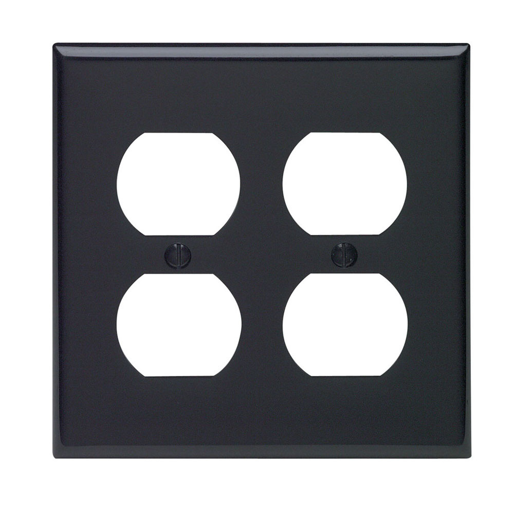 2-Gang, 2-Duplex, Receptacle Wallplate, Standard Size, Thermoplastic Nylon, Device Mount, Ebony