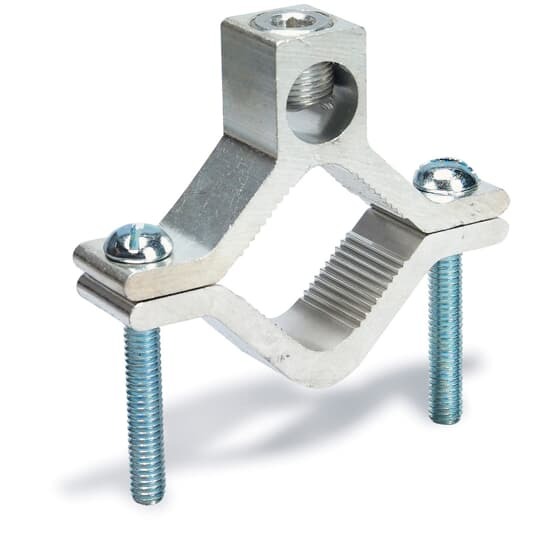 Aluminum Dual-Rated Waterpipe Ground Clamp for Wire Range 6 - 250, Water Pipe Size 2 1/2 - 4