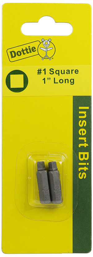 Insert Bit, #1 tip size, Square tip type, 1 in. overall length, 2 pieces, #6 screw size