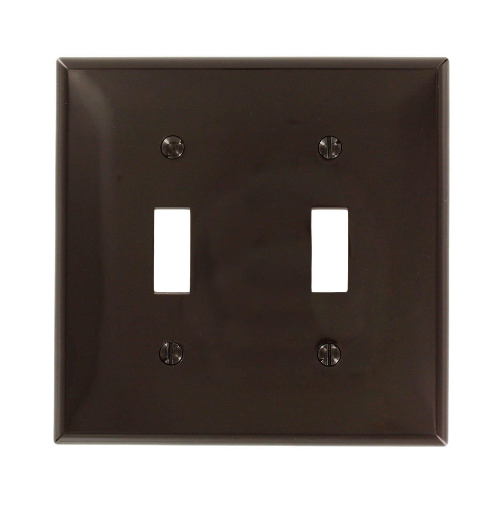 2-Gang Toggle Device Switch Wallplate, Standard Size, Brown
