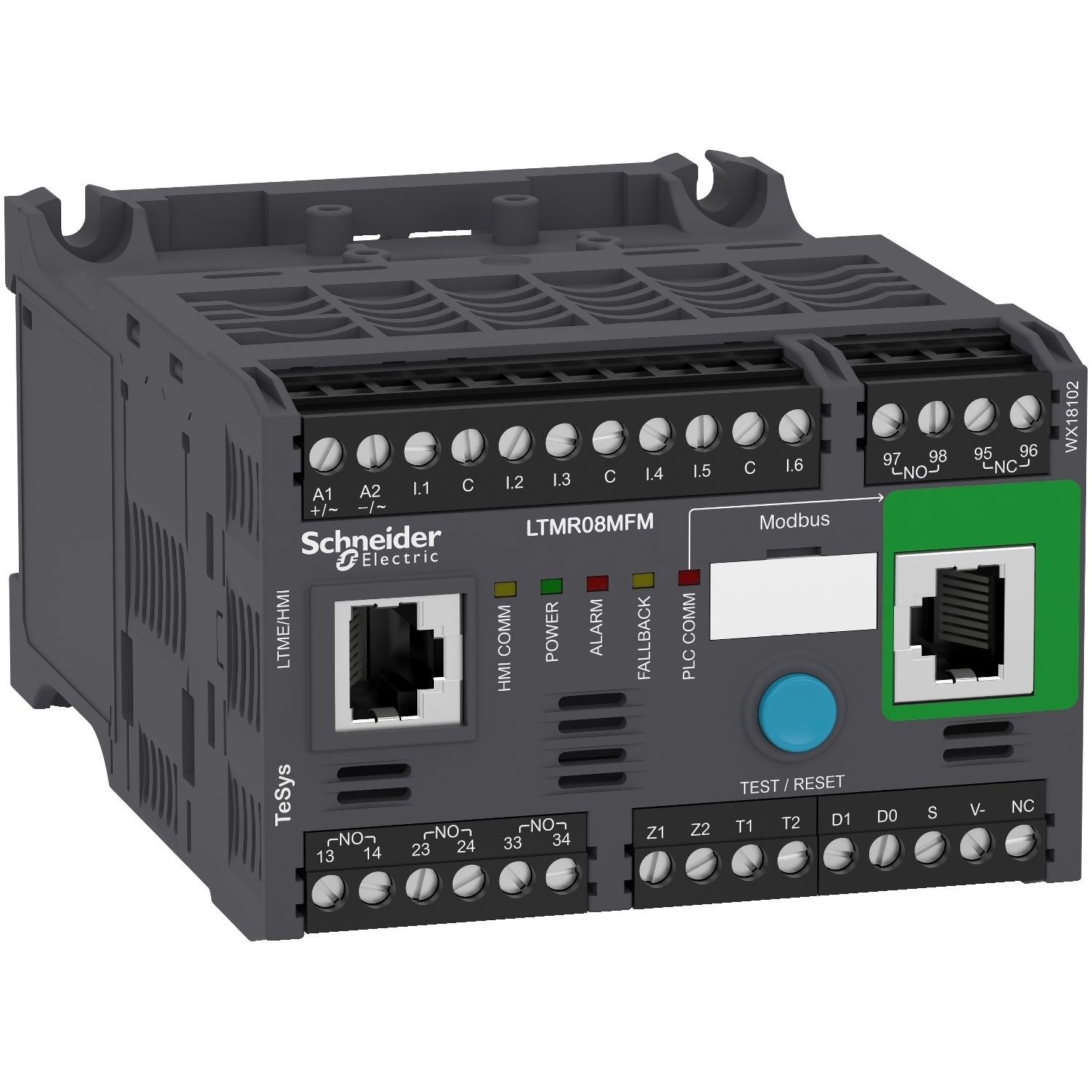 Motor controller, TeSys T, Motor Management, Modbus, 6 logic inputs, 3 relay logic outputs, 0.4 to 8A, 100 to 240VAC