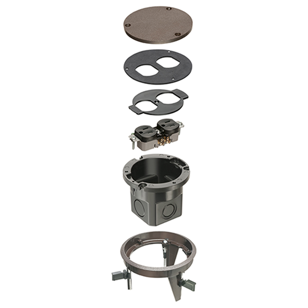 Non Metallic, round cover kit with box and blank brown cover.