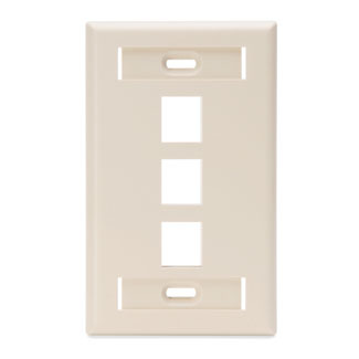 QuickPort Wallplate with ID window, single gang, 3-port, light almond