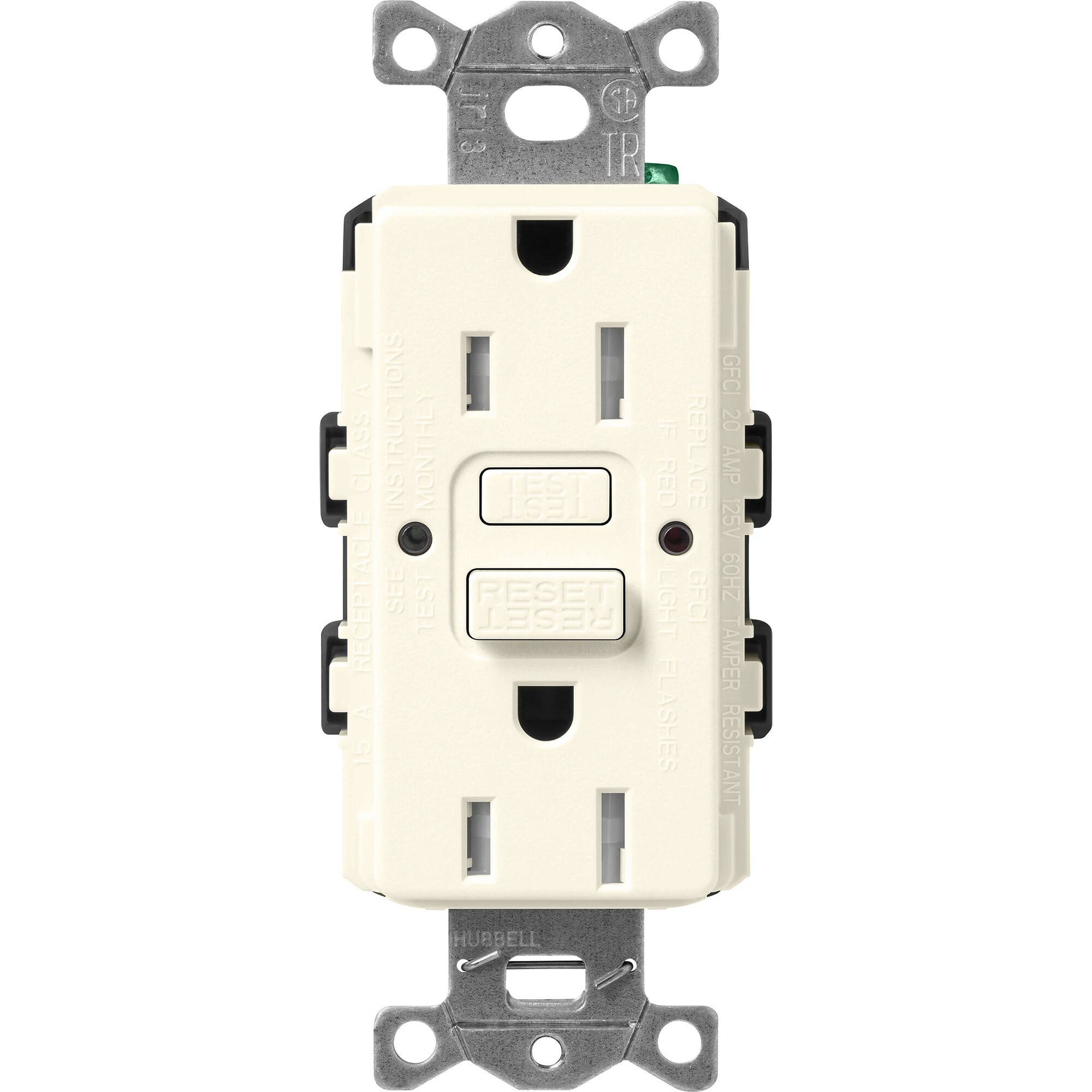 Lutron Claro Tamper-Resistant GFCI Duplex Receptacle, 15-Amp, Biscuit