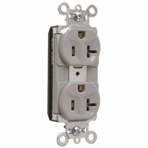 PlugTail Spec Grade Duplex Receptacle 20amp 125volt Gray