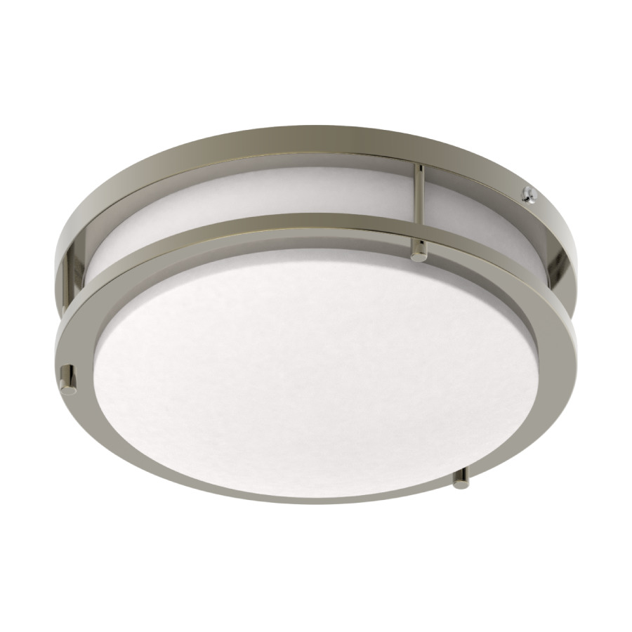 12'' CRVFA FLUSH MOUNT W/ DECO RING 16W 5CCT 120-277V 0-10V SMOOTH BRUSHED NICKEL MVS+EM