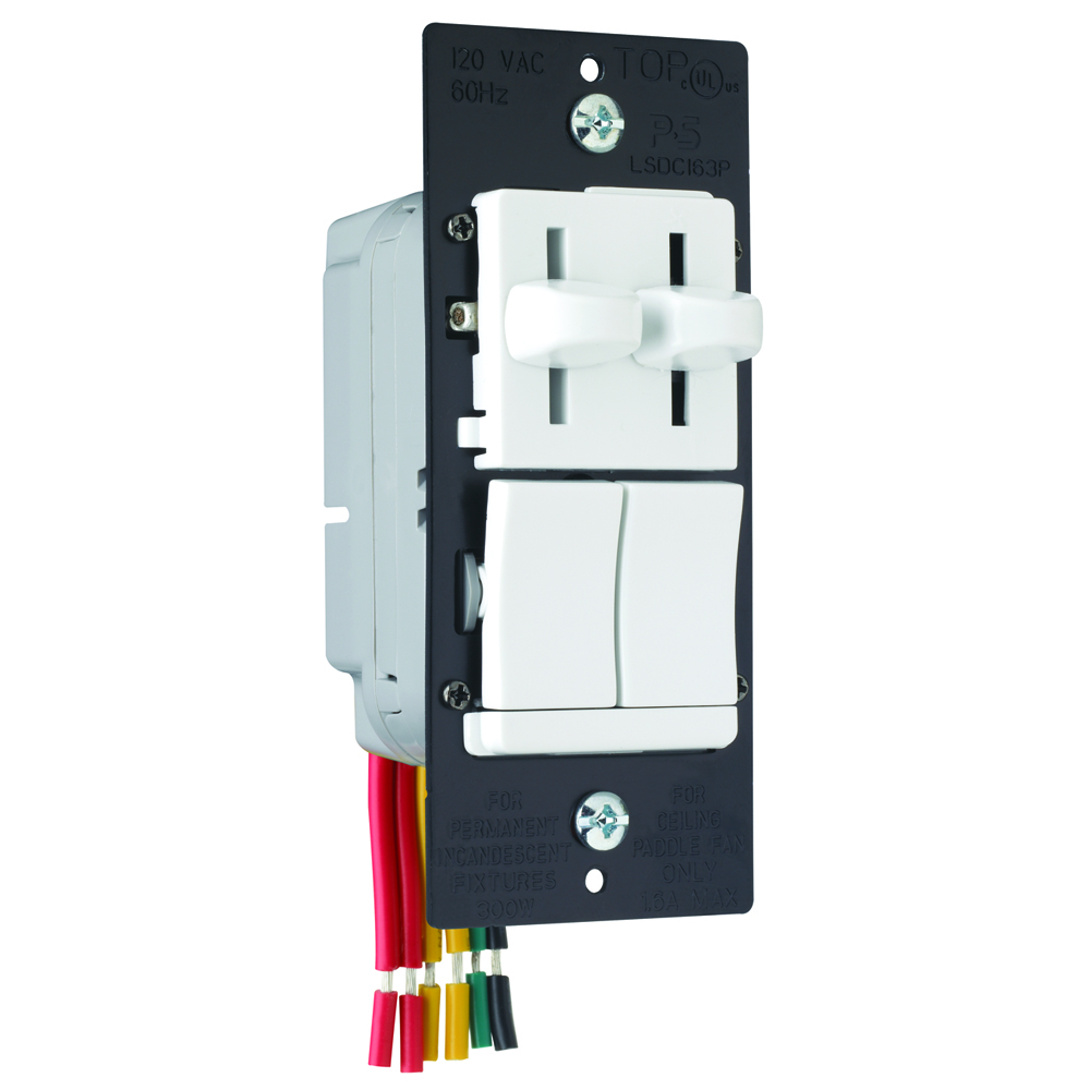 Preset 3-speed/3way De-Hummer Fan Control with 3way Dimmer, 300W White