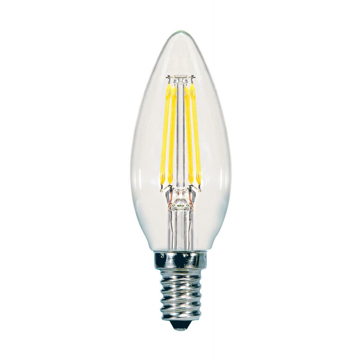5.5 Watt C11 LED Lamp - Clear Candelabra Base 2700K 500 Lumens 120 Volts