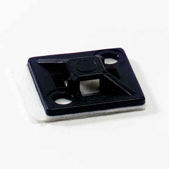 Four-Way Adhesive Mounting Base, Black Nylon 6.6 for Temperatures up to 65 Degrees Celsius (149 F), Weather and UV Resistant, Length of 28.6mm (1.13 Inches), Width of 28.6mm (1.13 Inches), Height of 5.7mm (0.22 Inches), Self-Adhesive Mounting Method