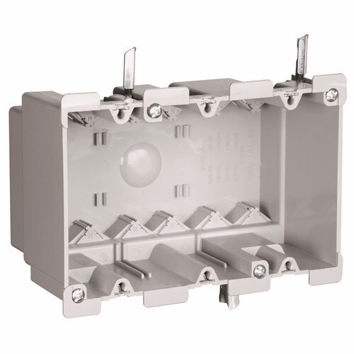 Triple Gang, Old Work Switch and Outlet Box with Swing-Bracket for mounting. Adjusts from 1 1/4 down to 1/8. Six Auto/Clamps for Each End. 10 pack.