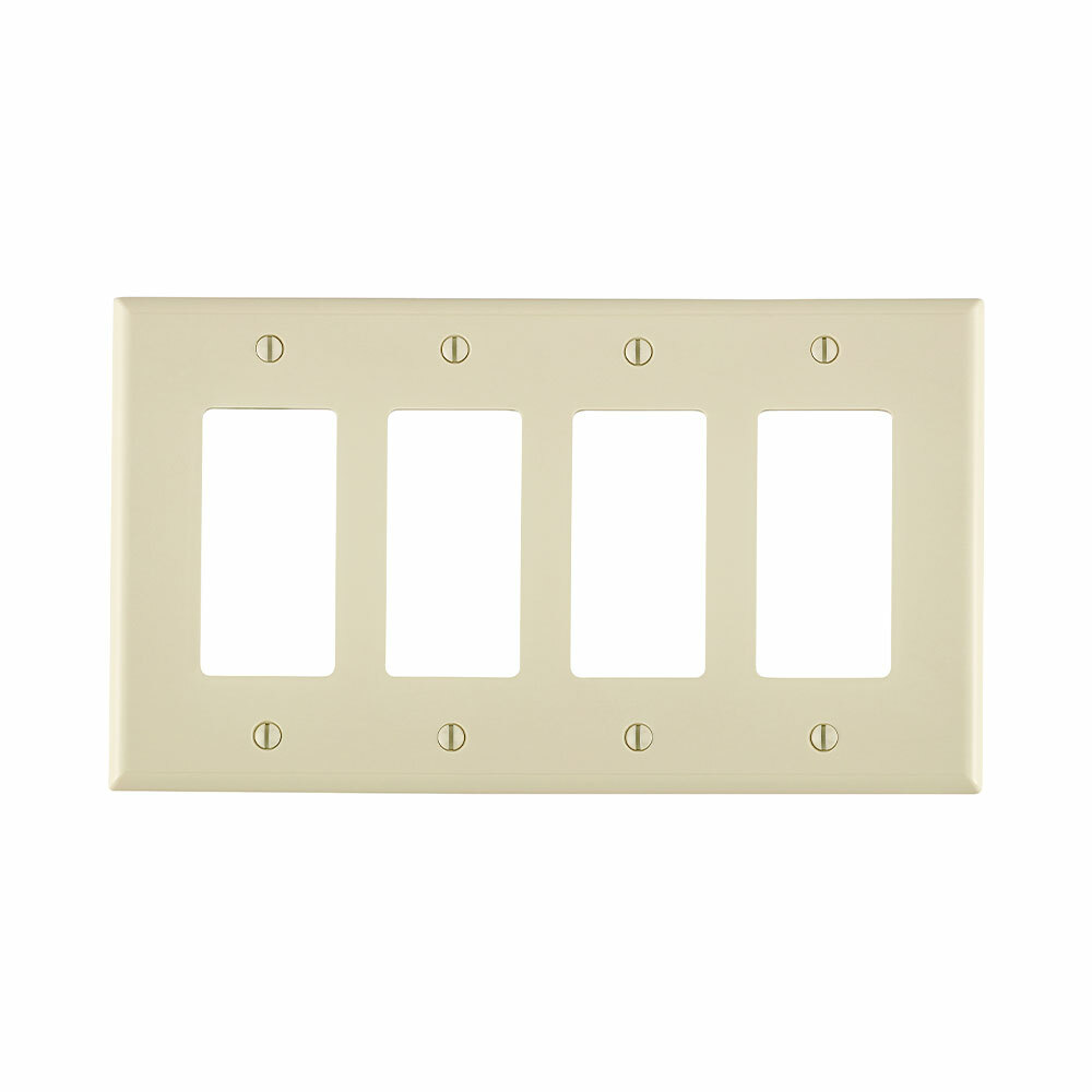 4-Gang Decora/GFCI Decora Wallplate, Midway Size, Light Almond