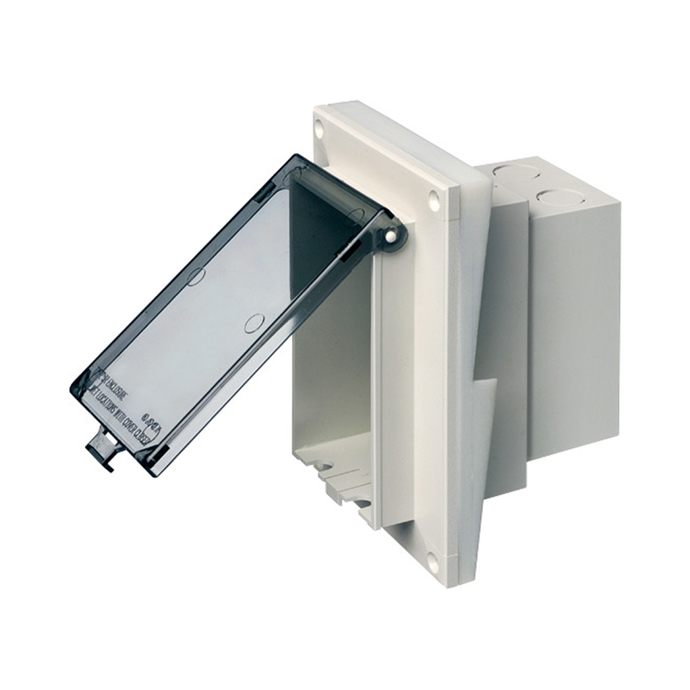 Low profile Inbox for retrofit siding construction. Vertical with clear cover. Siding Lap size 1-1/4 or 5/16.
