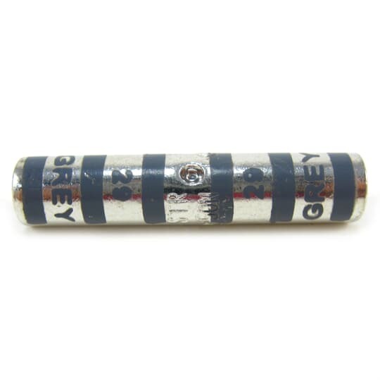 Copper Two-Way Splice, Long Barrel, Max 35kV, Wire Size #4 AWG, Length 1.75 Inches, Diameter 0.39 Inches, Tin Plated, Die Code 29, Die Color Code Gray