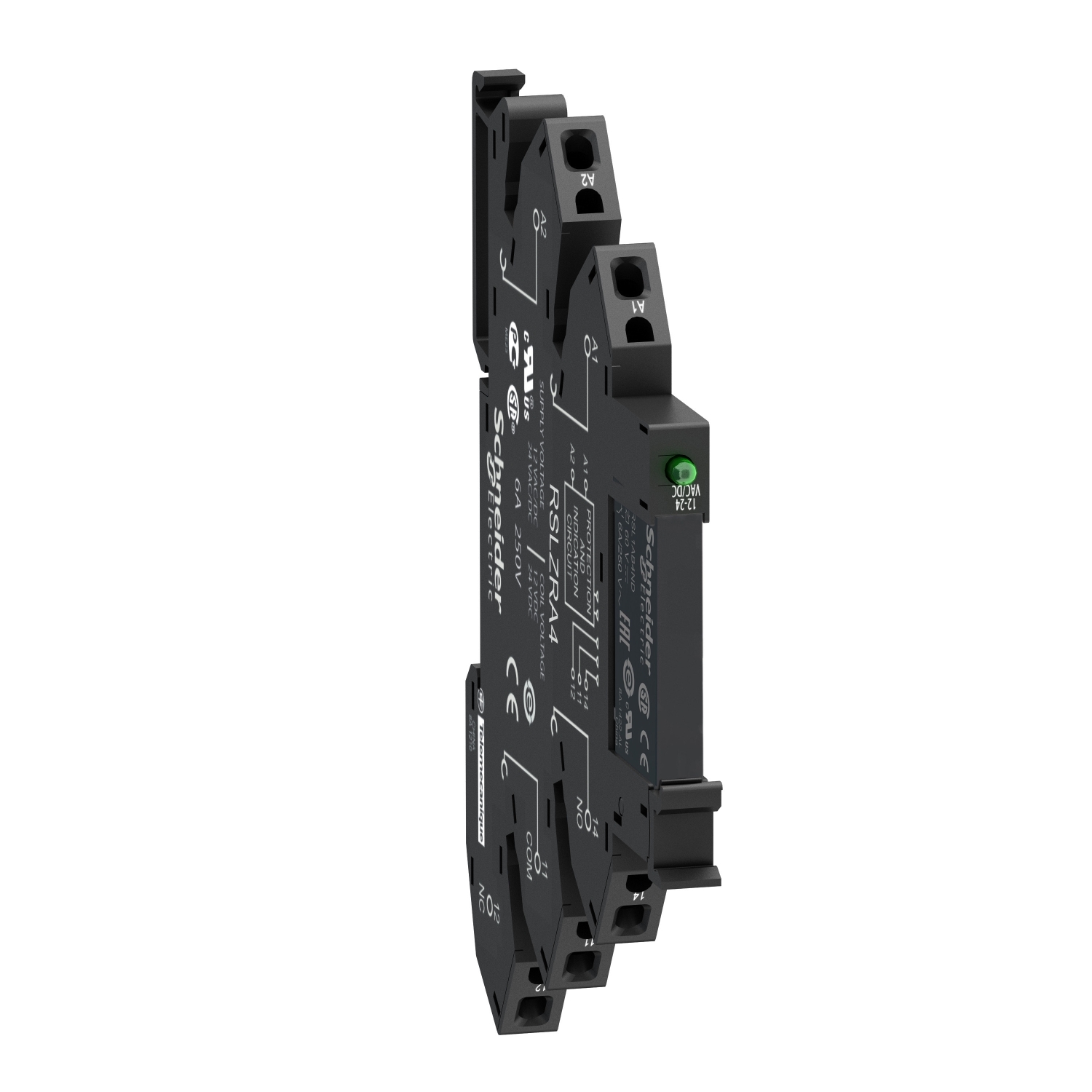 slim interface relay, Harmony Electromechanical Relays,  pre assembled, 6A, 1CO, with LED, spring terminals, 12V AC/DC