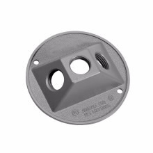 Eaton Crouse-Hinds series weatherproof lamp holder cover, White, Die cast aluminum, (3) 1/2" outlet holes, 4" round, Closure plug