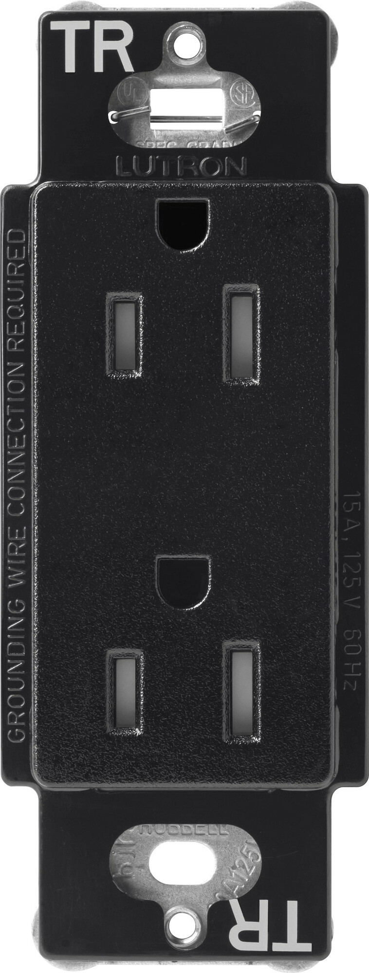 Lutron Claro Tamper-Resistant Duplex Receptacle, 15 Amp, Midnight