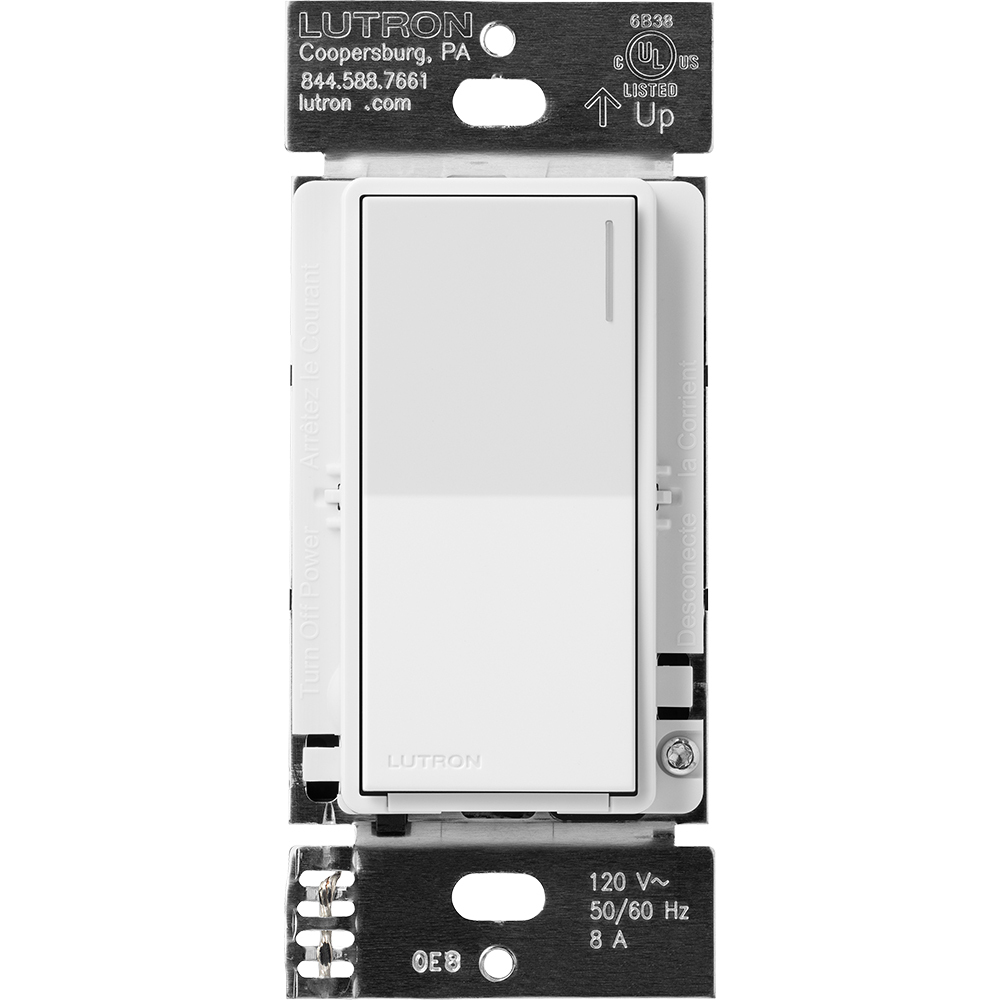 RadioRA 3 Sunnata RF Switch, 120 V, 50/60 Hz, 8 A light, 1/4 HP 5.8 A Motor, white