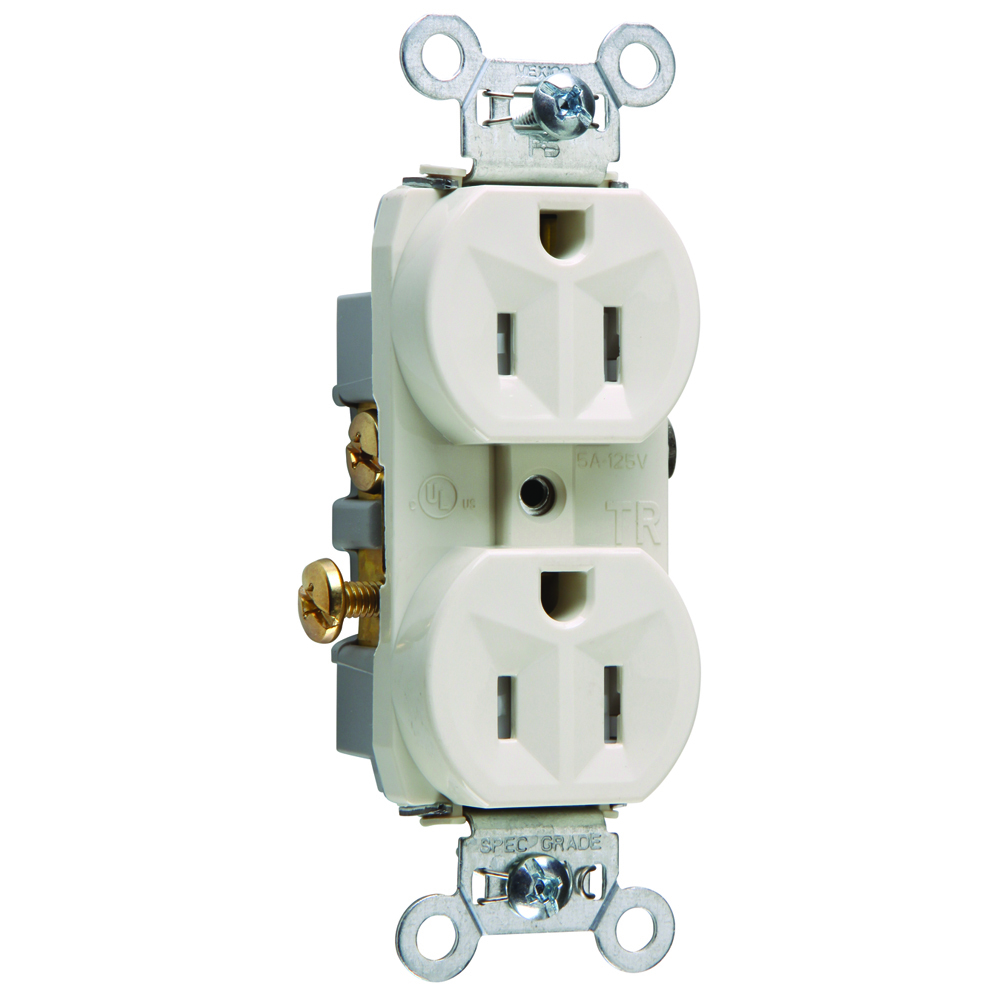 Commercial Grade Tamper-Resistant Duplex Receptacle Side Wire 15amp 125volt Light Almond