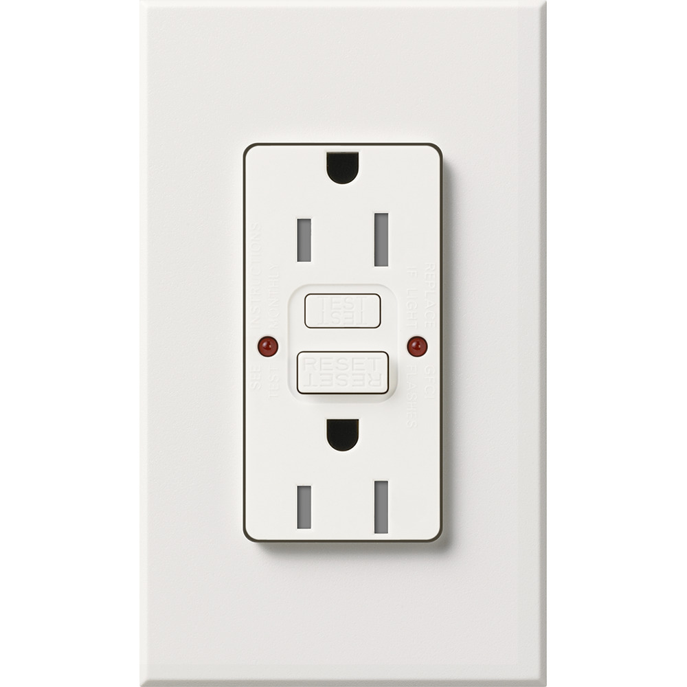 Architectural Series tamper resistant, Self-testing GFCI receptacle, 15A in white