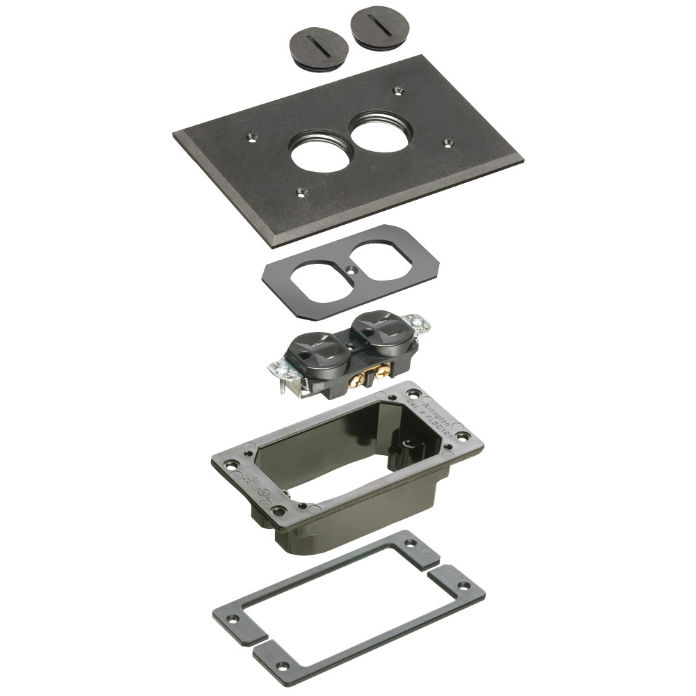 Trim kits for Arlington's Non Metallic concrete floor boxes. Black.