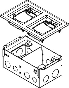 Floor Box, Multi-Service, Series: 880W, 1 Gang, 1/2 in, 3/4 in Knockout, Concrete Mounting, Steel, Black/Brass/Brown/Bronze/Brushed Aluminum, 4-15/16 in L x 3-3/4 in W x 3-7/16 in H Dimensions