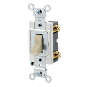 15-Amp, 120/277-Volt, Toggle Single-Pole AC Quiet Switch, Commercial Grade, Grounding, Ivory