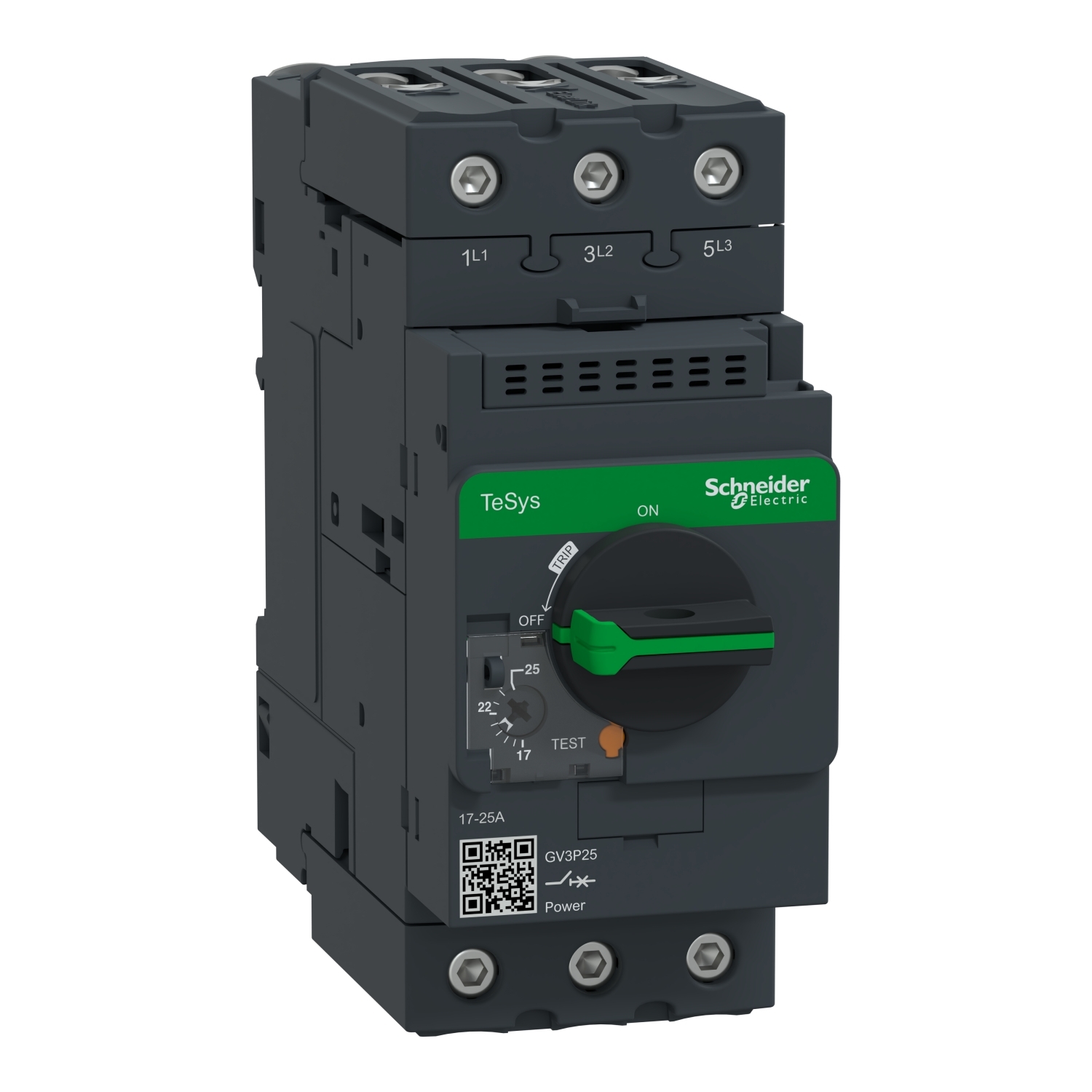 TeSys Deca Manual Starter and Protector, thermal magnetic circuit protector, rotary knob, 17?25 A, EverLink BTR connectors