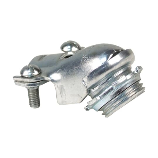 Squeeze Connector, 45 Degree Bend, Trade Size 3/8 Inch, Knockout Size 1/2 Inch, Cable Range 0.406 to 0.656 Inch, Steel