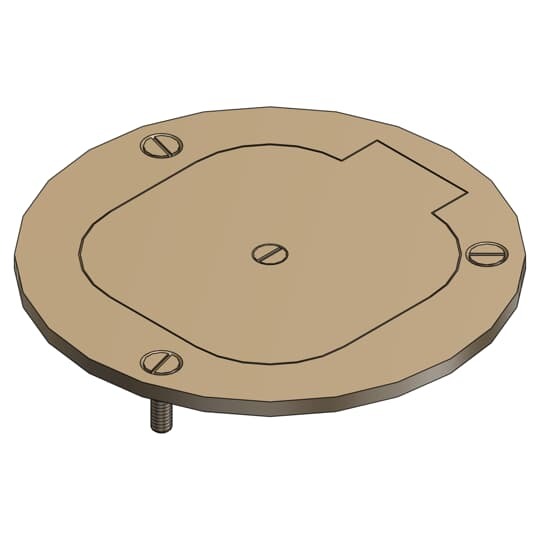Cover Plate for Flush Service Floor Boxes, 4 Inch Diameter, Duplex Lift Lid, Brass