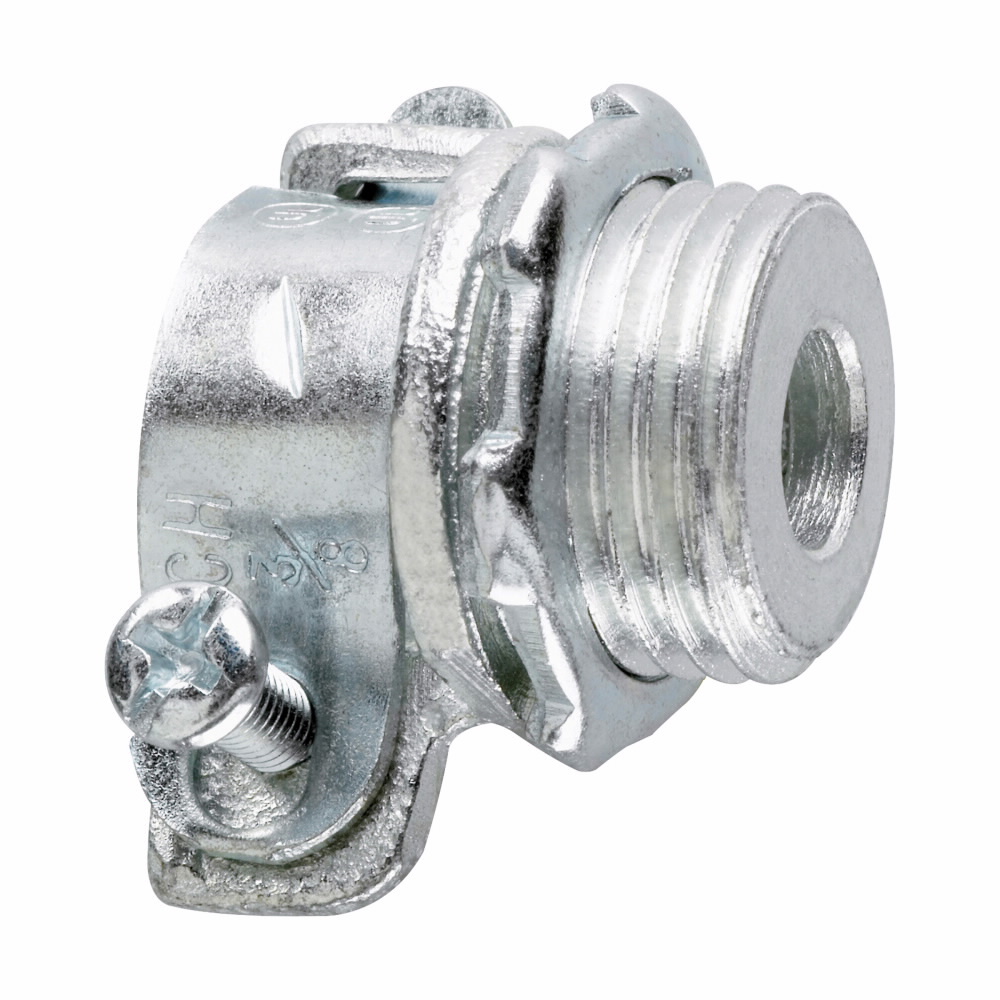 Eaton Crouse-Hinds series squeeze type connector, FMC, Straight, Non-insulated, Malleable iron, 1"