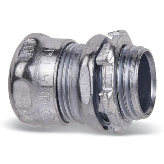 1/2 Inch Compression Connector, Steel Electro Zinc Plated,for Use with EMT Conduit