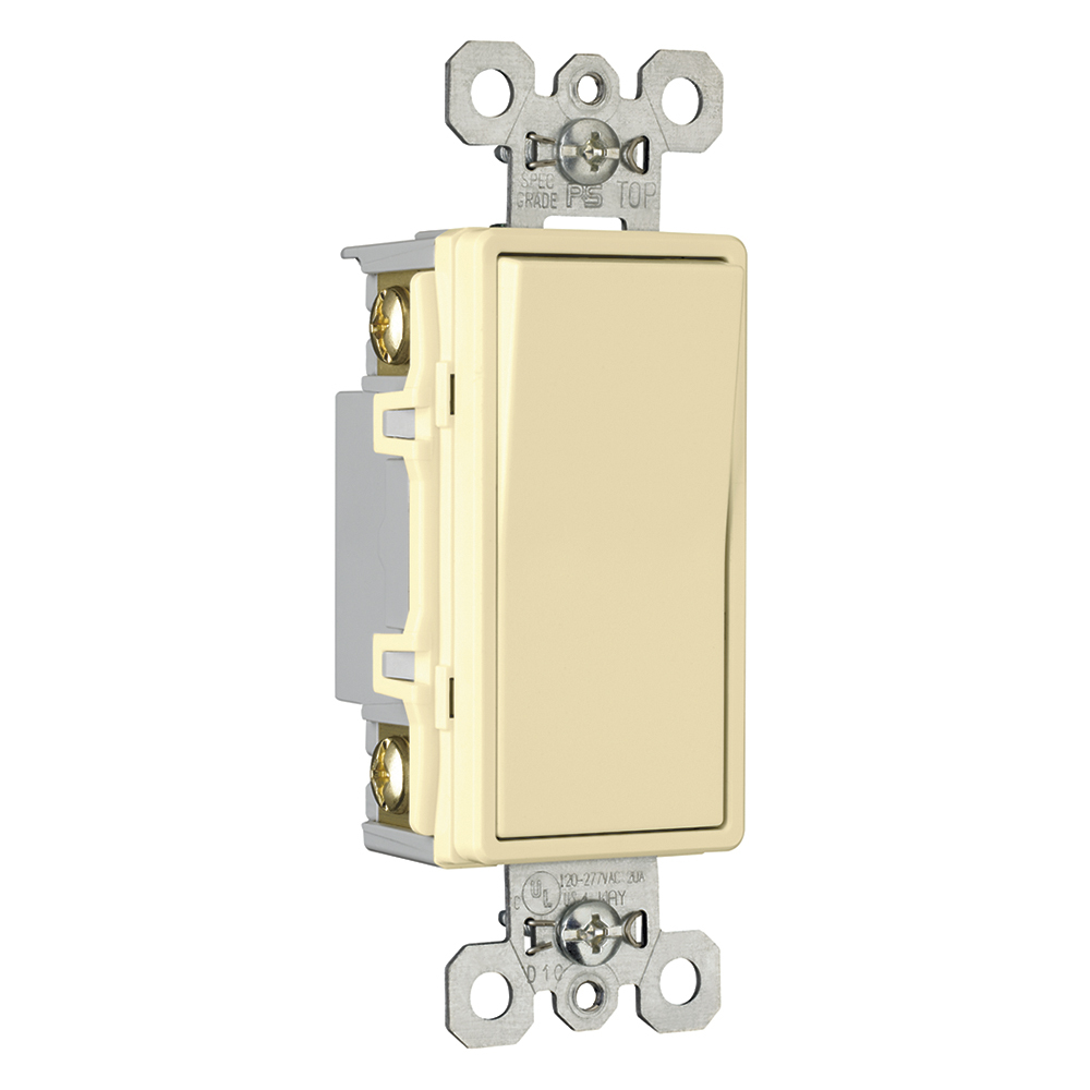 Four-Way, Illuminated Decorator Switch, 15 amps, 120/277 volts, Ivory.