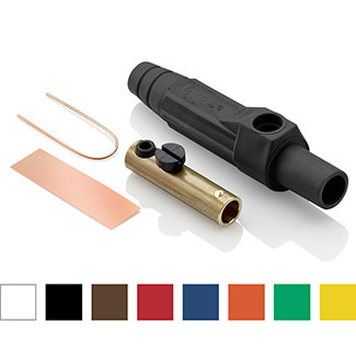 Rhino-Hide 15 Series Female Plug, Contact & Insulator, Cam-Type, Detachable, Single Set Screw Termination, #8 - #2 AWG, 150 Amp Max, Type 3R "While-in-Use" - Brown