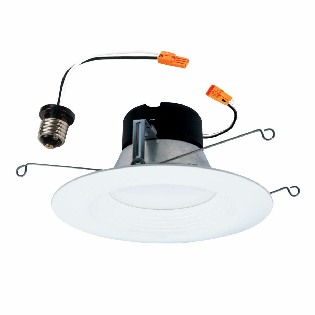 5/6 inch LED retrofit module with baffle, 1200 Lumen, 90CRI min., 2700K, 3000K, 3500K, 4000K, 5000K selectable CCT, 120V 60Hz, LE & TE phase cut 10% dimming, Matte White.
