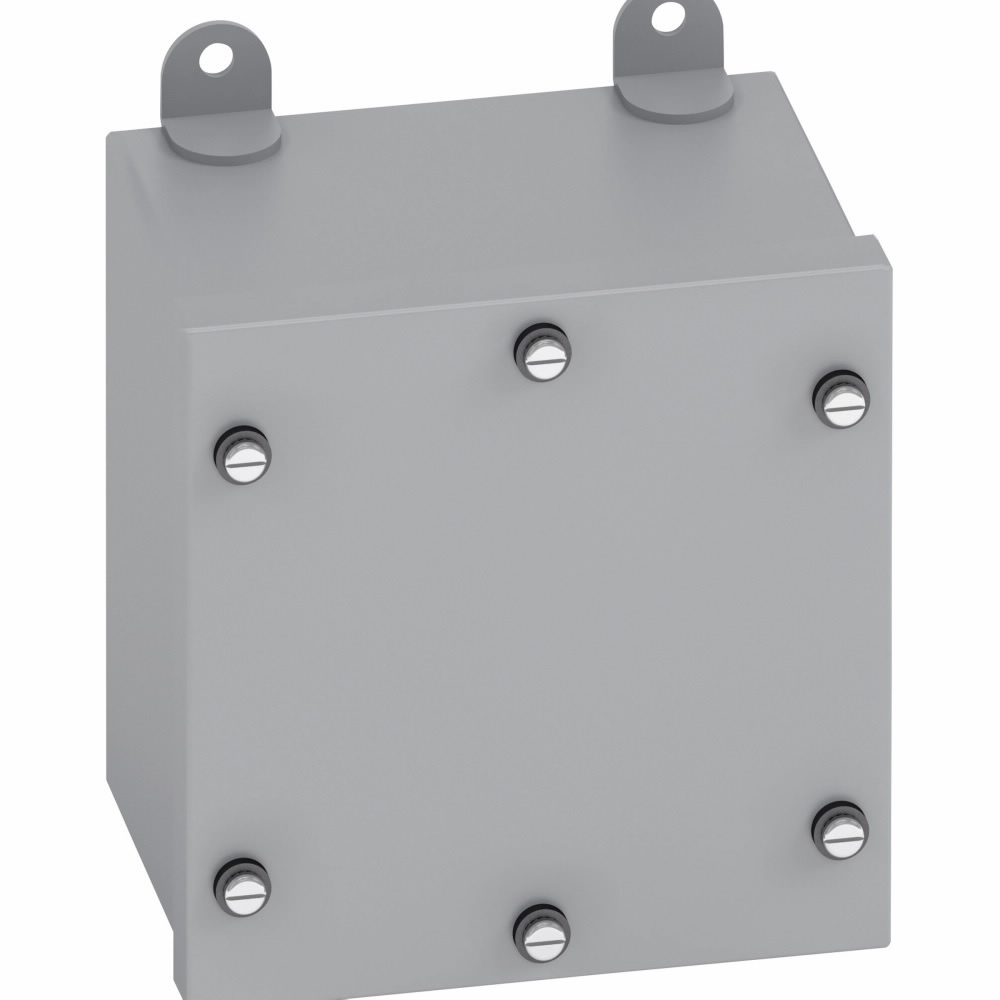 Eaton B-Line series Type 3/3R junction boxes, 24" height, 6" length, 24" width, NEMA 3 and 12, Screw cover, WPSC enclosure, Surface mounted, Medium single door, External mounting feet, Carbon steel, Oil-resistant gasket, gasketed screws