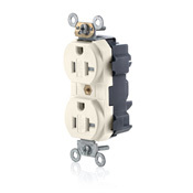 20-Amp, 125-Volt, Narrow Body Duplex Receptacle, Fed Spec Commercial Grade, Tamper-Resistant, Self Grounding, Light Almond