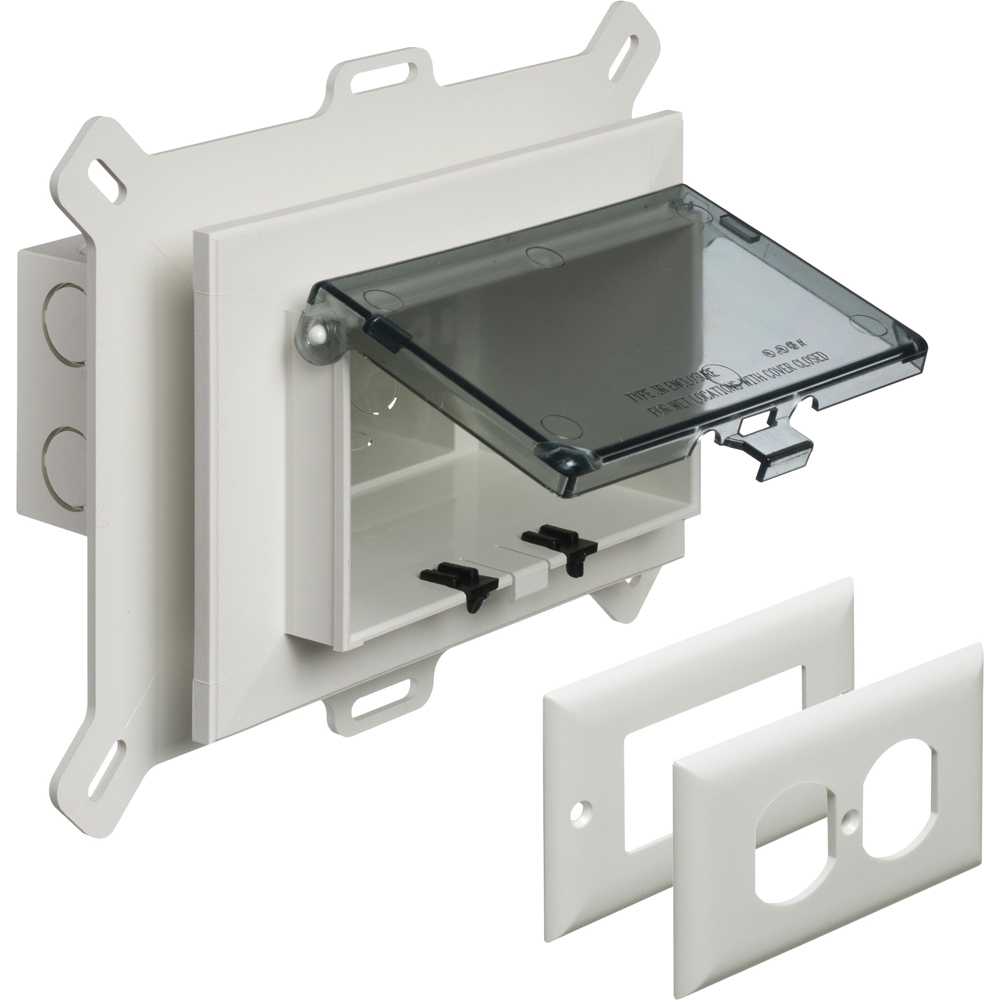 Low profile Inbox for new vinyl siding construction. Horizontal with weatherproof while in use Extra Duty clear cover.