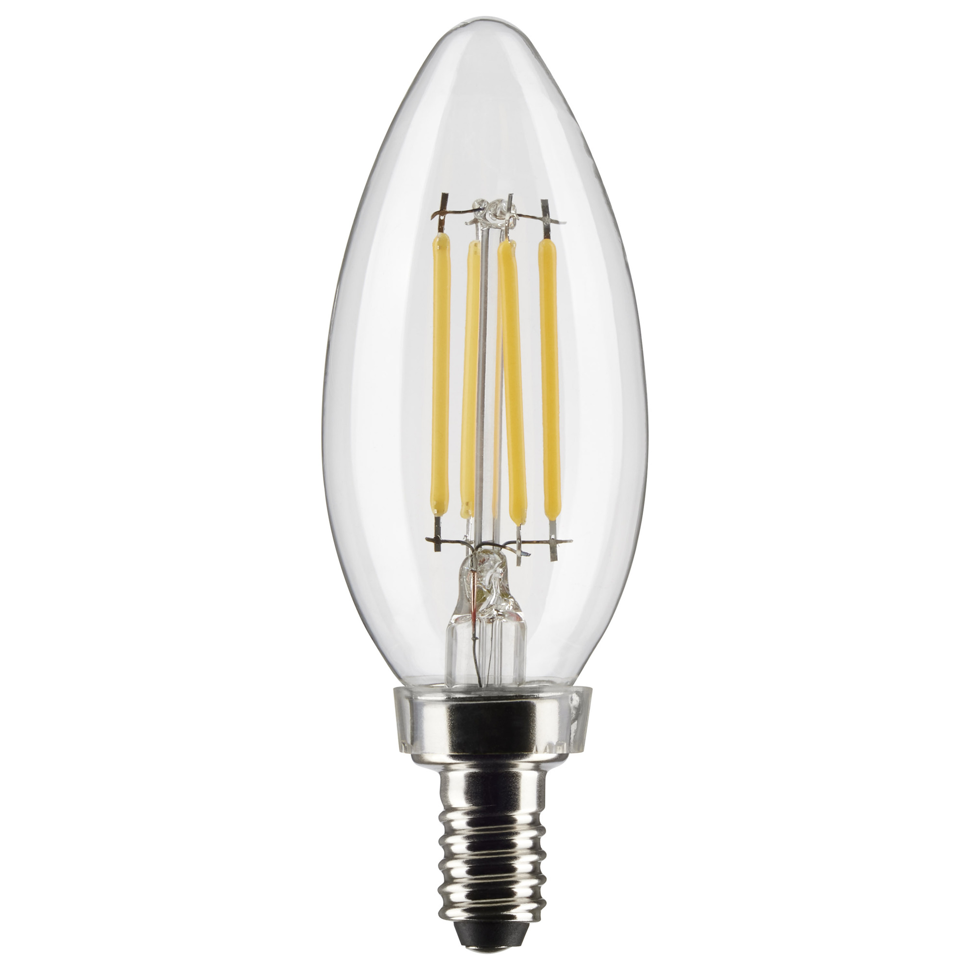 4 Watt B11 LED Lamp - Clear - Candelabra Base - 90 CRI - 3000K - 120 Volts - 3-Pack