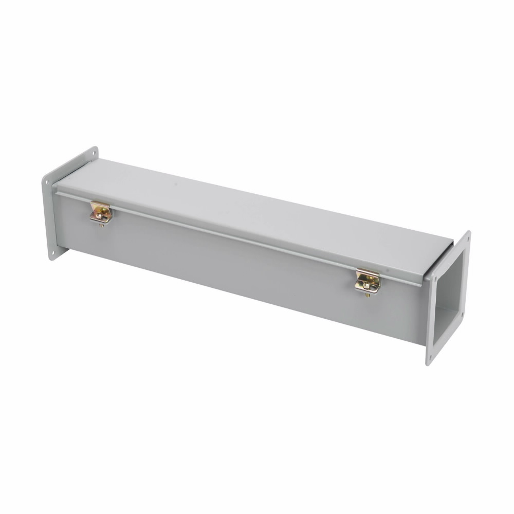 Eaton B-Line series wireway, 8" height, 48" length, 8" width, 12FW wireway, Wireway hanger, Hinged cover, NEMA 12, Steel, Seamless poured in-place, Hinged, ANSI 61 gray, 14 gauge