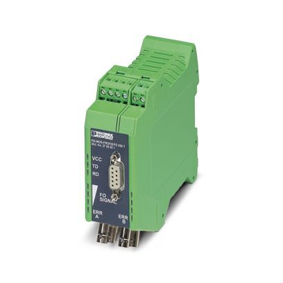 FO Converter with Integrated Optical Diagnostics, Alarm Contact, for PROFIBUS up to 12 Mbps, T-coupler with Two FO Interfaces (BFOC), 850 nm, for PCF/Fiberglass Cable (Multimode)