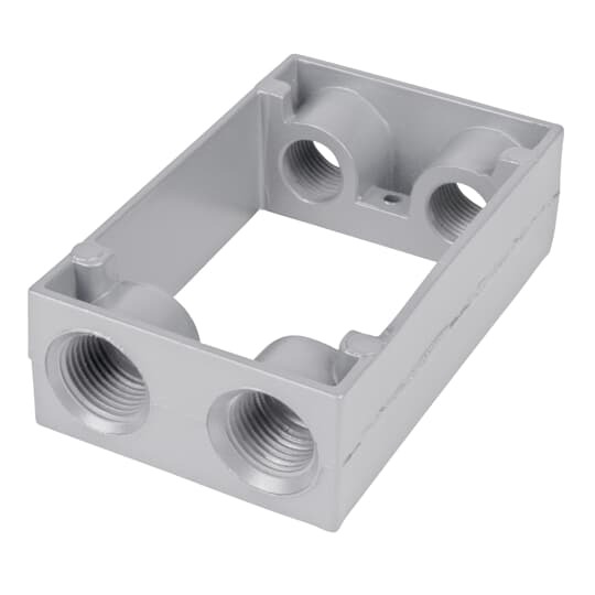 Single Gang Universal Box Extension Adapter, 1-3/8 Inch Deep, 4 Outlets, 2 on Top and Bottom, with 4 Plugs, Gasket, and Screws