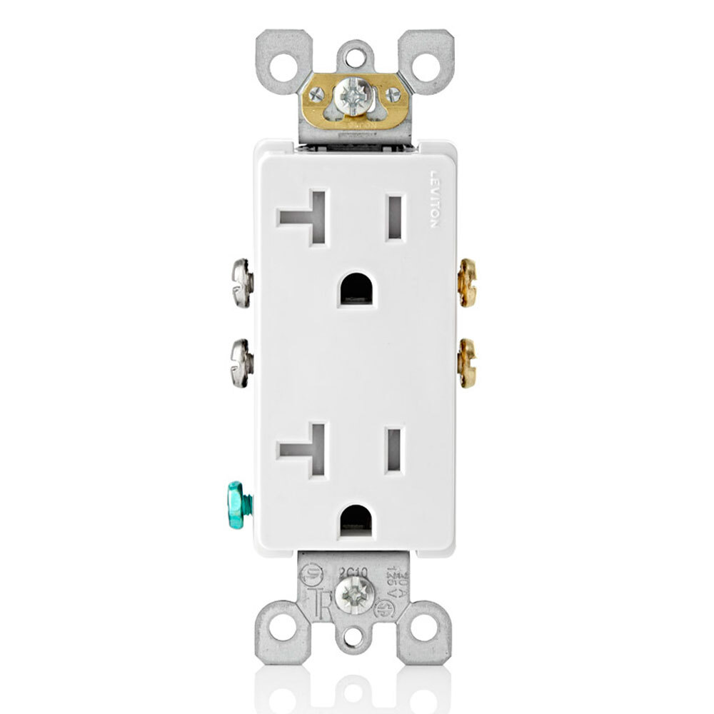 20 Amp, Tamper- Resistant, Decora Duplex Receptacle, Residential Grade, White