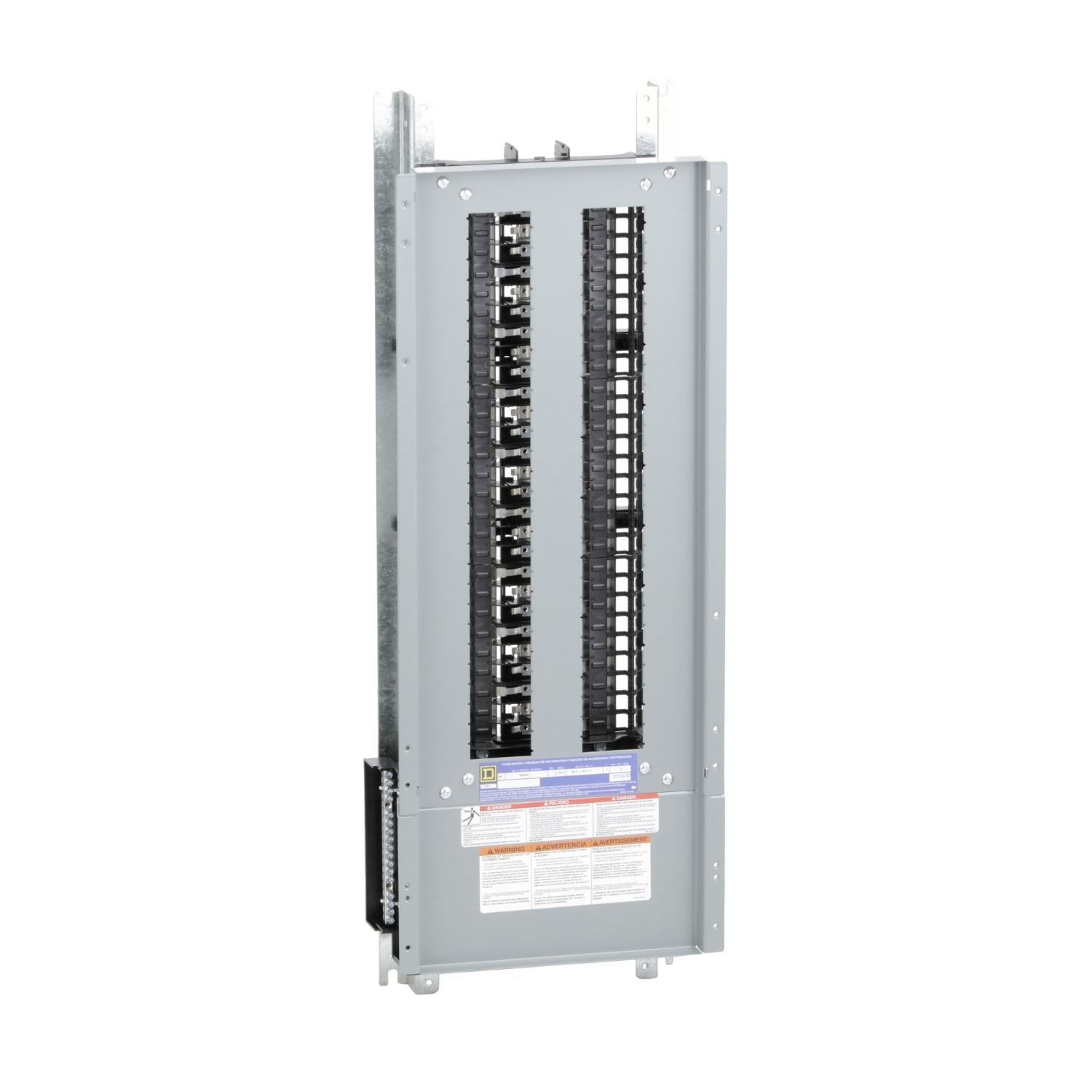 Panelboard interior, NQ, main lugs, 225A, Al bus, 54 pole spaces, 3 phase, 4 wire, 240VAC, 48VDC