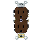 15-Amp, 125-Volt, Narrow Body Duplex Receptacle, Straight Blade, Commercial Grade, Self Grounding, Light Almond